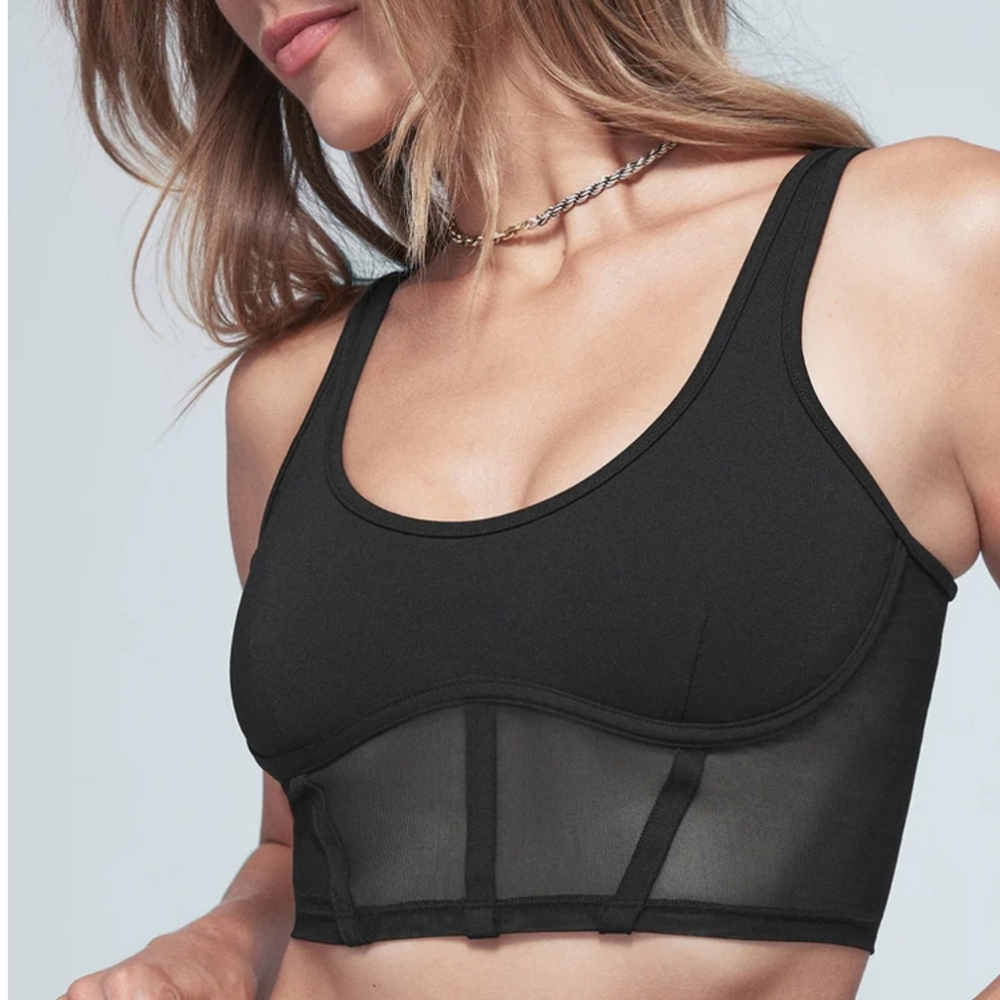 Alo Yoga Airbrush Mesh Corset Tank, Black, M, EUC